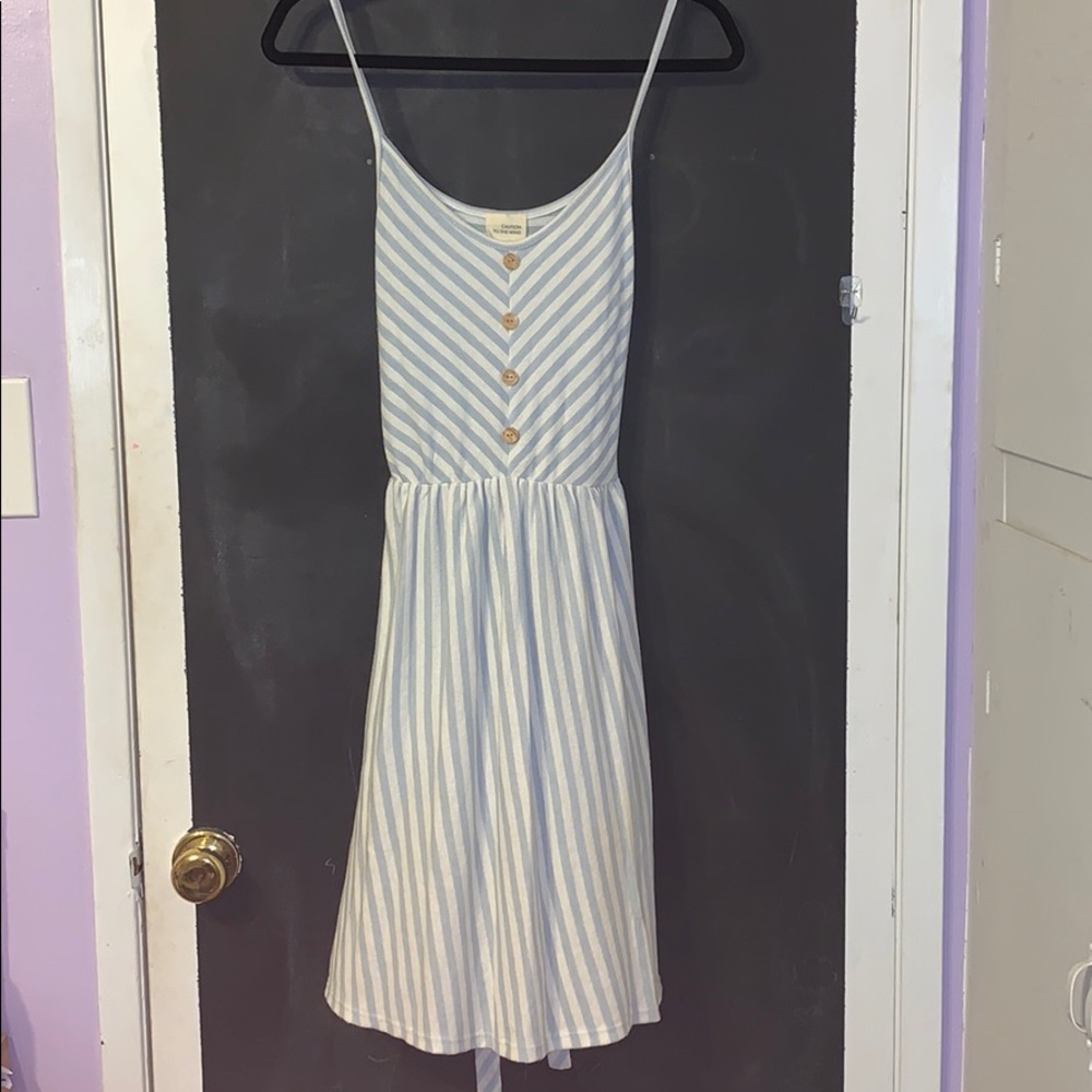 Blue and White Striped Dress